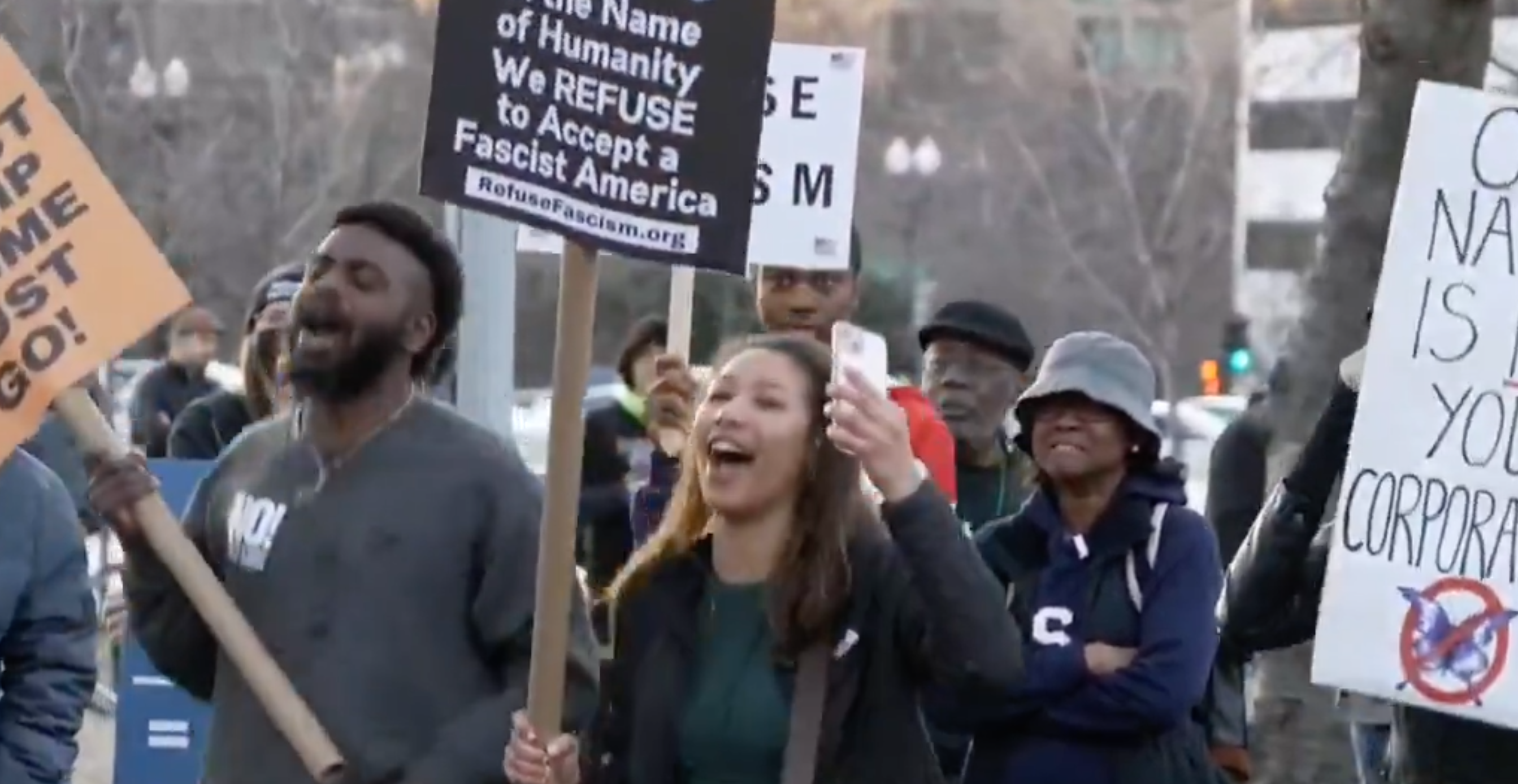 Artist at protest